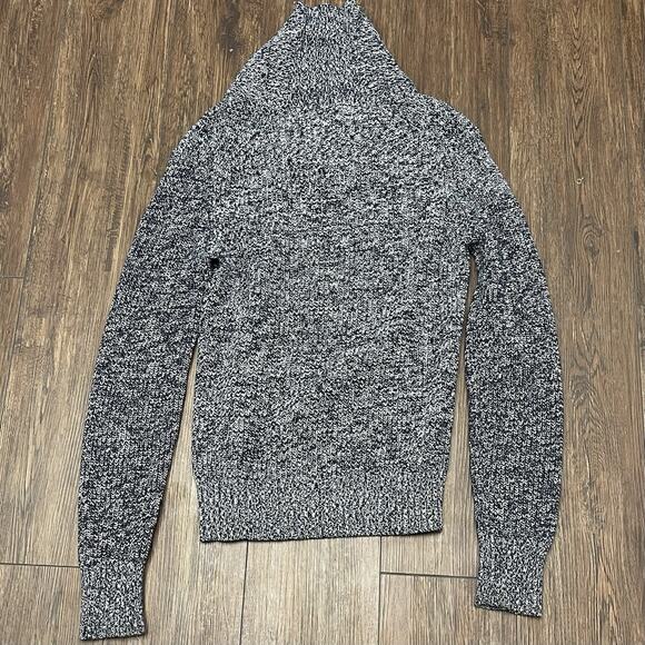 H&M L.O.G.G. Men’s Shawl Collar Knit Sweater Navy White Cotton Size Small - Picture 9 of 9